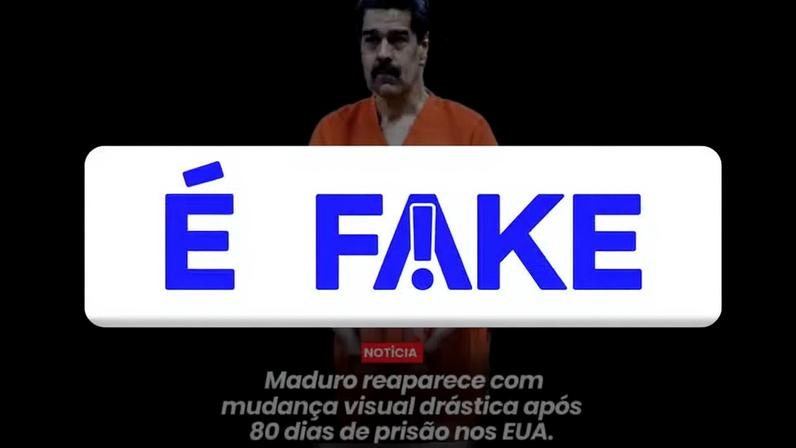 É #FAKE que foto mostre Maduro com rosto magro e abatido durante audiência nos EUA; imagem foi criada com IA — Foto: Reprodução