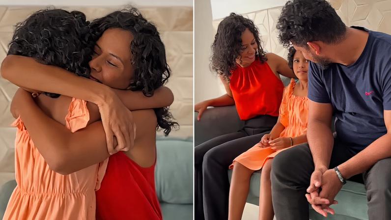 Eunicete viralizou e emocionou milhões de internautas ao mostrar o primeiro encontro com a filha, Natália — Foto: Reprodução/Instagram
