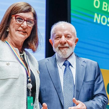 Magda Chambriard, presidente da Petrobras, ao lado de Lula