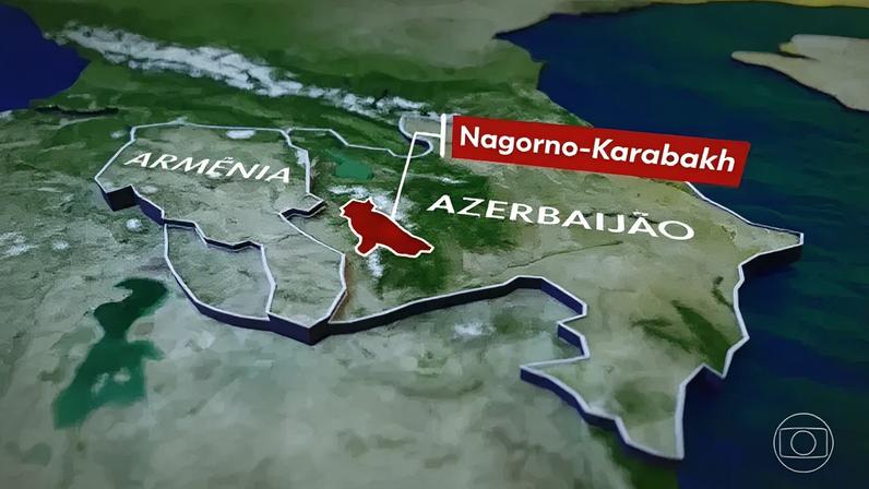 Mapa da região onde ficam Azerbaijão, Armênia e Nagorno-Karabakh (Foto: Reprodução/G1)