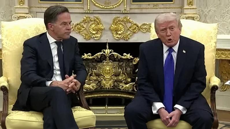 Mark Rutte, secretário-geral da Otan, e Donald Trump, presidente dos Estados Unidos