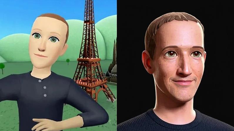 Atual avatar de Mark Zuckerberg no Horizon (esquerda) e versão prometida com futura atualização (direita) — Foto: Reprodução