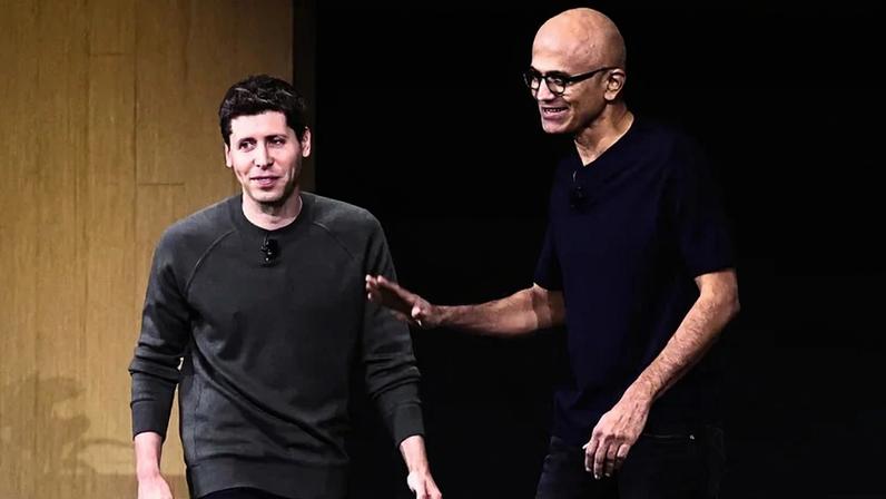 Sam Altman e Satya Nadella: CEOs de OpenAI e Microsoft (Getty Images)