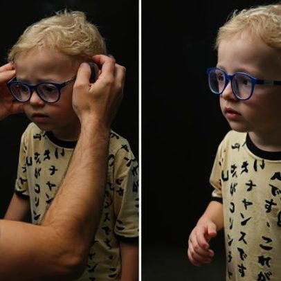 Menino de 3 anos tem miopia de 11 dioptrias e vê pela primeira vez com óculos