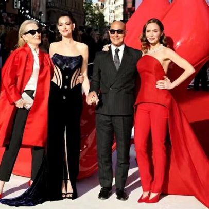 Elenco de O Diabo Veste Prada 2 se reúne na pré-estreia em Londres
