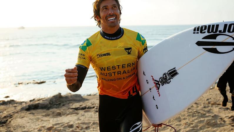 MARGARET RIVER, WESTERN AUSTRALIA, AUSTRALIA - APRIL 16: Miguel Pupo of Brazil after surfing in Heat 16 of Round Two at the Western Australia Margaret River Pro on April 16, 2026 at Margaret River, Western Australia, Australia. (Photo by Beatriz Ryder/World Surf League)