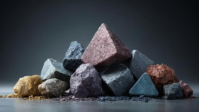 Ilustração de minerais de terras raras