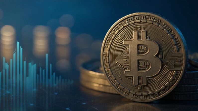 moeda de bitcoin com fundo azul