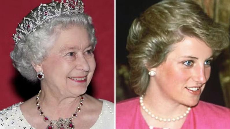 Rainha Elizabeth II (1926-2022) e Princesa Diana (1961-1997) — Foto: Getty Images