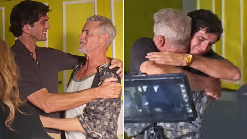 Jacob Elordi dá abraço apertado em Eric Dane no set de 'Euphoria' — Foto: Reprodução/YouTube