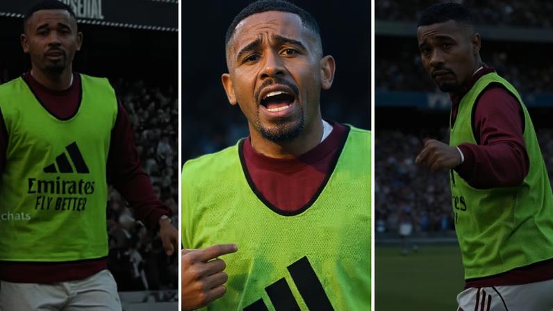 Gabriel Jesus discute com torcedor do Manchester City no jogo contra o Arsenal