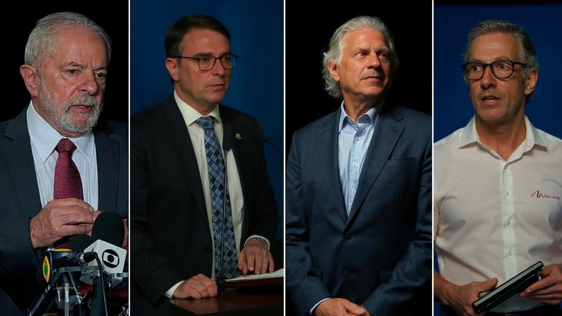 Pesquisa Datafolha divulgada em abril aponta que Lula empata com Flávio, Caiado e Zema no 2º turno das eleições — Foto: Reprodução