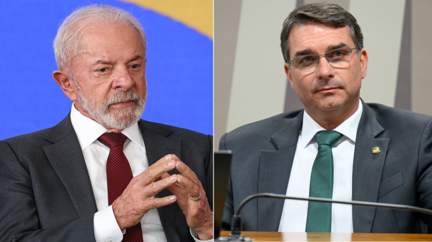 Lula e Flávio Bolsonaro — Foto: Agência Brasil e Agência Senado