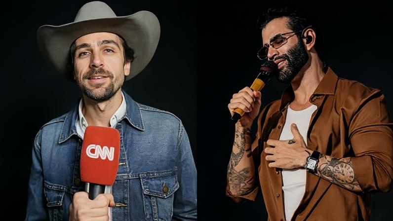 Pedro Muzeti, diretor cultural da Festa do Peão de Barretos, e o cantor Gusttavo Lima
