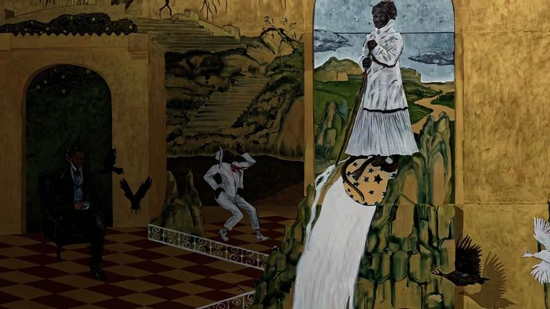 Fabulação I [FabulationI], 2021. Óleo sobre tela, 1,93 x 2 m. Antonio Obá é representado pela Mendes Wood DM
