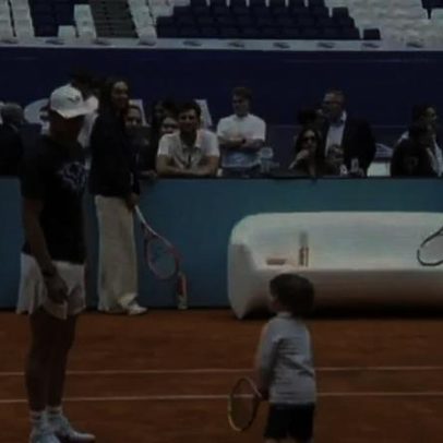 Filho de Rafael Nadal, de 3 anos, rouba a cena em torneio de tênis