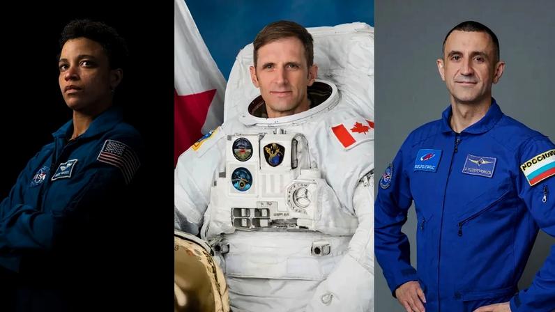 Compilation of four astronaut portraits that make up NASA's SpaceX Crew-13