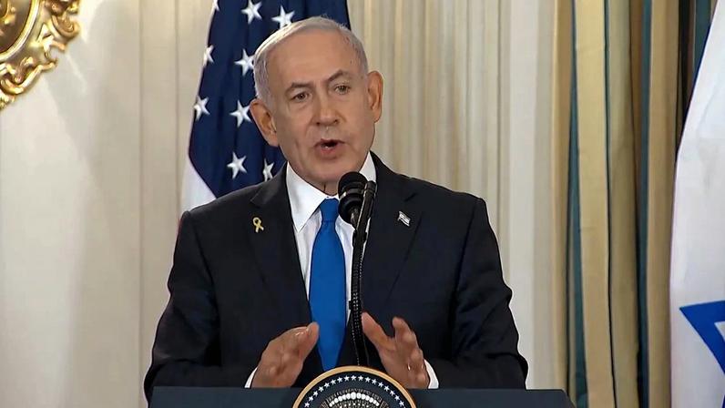 Benjamin Netanyahu em coletiva na Casa Branca