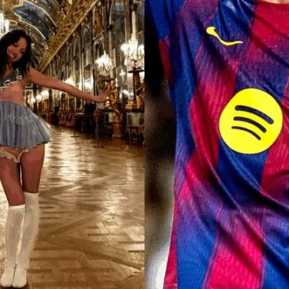 Olivia Rodrigo estampa camisa do Barcelona em duelo contra o Real Madrid