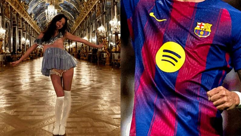 Olivia Rodrigo estampa camisa do Barcelona em duelo contra o Real Madrid