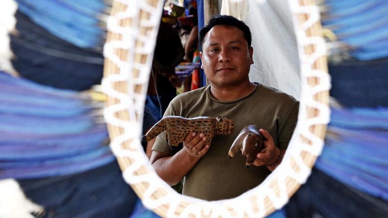 Ontxa Mehinako fala sobre artesanato indígena no Acampamento Terra Livre 2026.