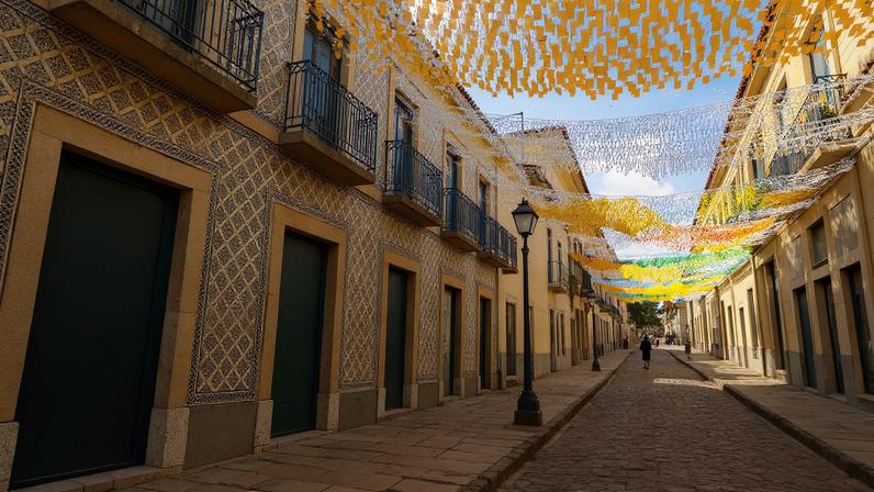Centro Histórico de São Luís do Maranhão em clima festivo, com arquitetura colonial preservada.