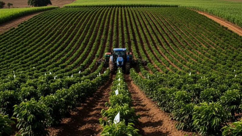 Talhões de café no Sul de Minas, principal vocação econômica da região onde está Nova Resende. Crédito: Aegro.