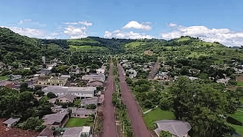 Vista urbana de Vicente Dutra RS, com a área central e vegetação ao fundo