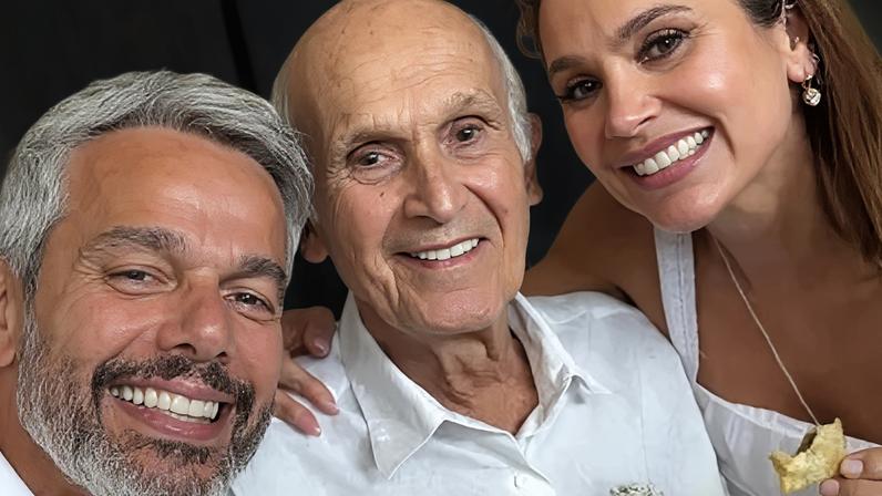 Flávia Alessandra e Otaviano Costa posaram com Hélio
