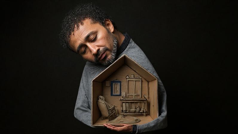 Serenity Strull/ BBC An illustration of a man cradling a home in his arms (Credit: Serenity Strull/ BBC)