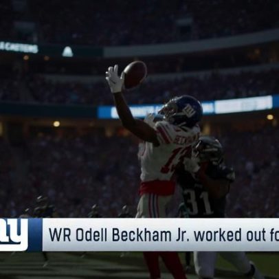 Odell Beckham Jr. faz treino com Giants em avaliação para o Draft