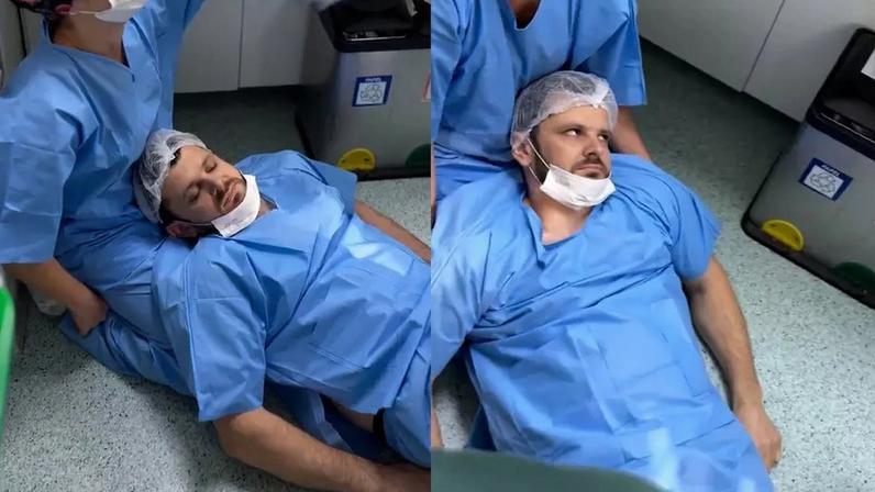 Pai desmaia ao acompanhar parto da filha em SC e recebe apoio médico