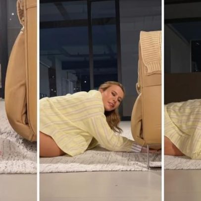 Paolla Oliveira diverte ao mostrar tutorial para tirar gata debaixo do sofá