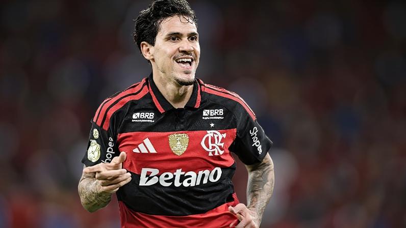 Pedro comemora gol do Flamengo na partida contra o Vitória pela Copa do Brasil