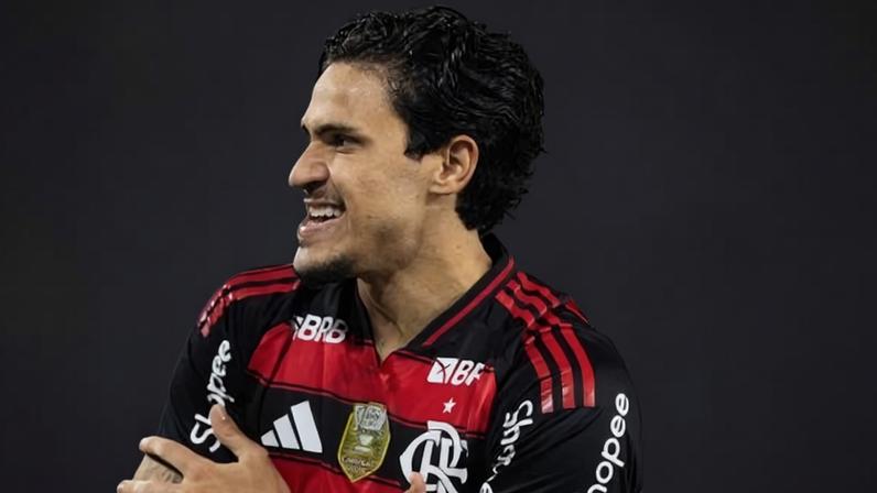 Pedro comemora gol em Flamengo x Vitória, duelo do Brasileirão