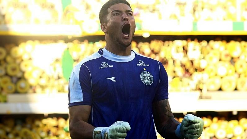Pedro Rangel, goleiro do Coritiba, em ação durante jogo contra o Atlético-MG pelo Brasileirão
