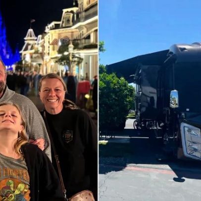 Família passa 70% do ano em Disney World, morando em trailer de luxo