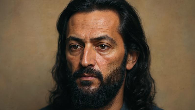 Pintura de Oscar Pereira da Silva do rosto idealizado de quem seria Tiradentes