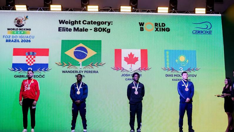 Wanderley Pereira é ouro nos 80 kg da etapa de abertura da Copa do Mundo de Boxe, em Foz do Iguaçu (PR), em 26/04/2026