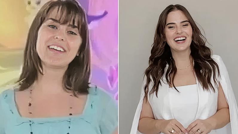 Thiara Palmieri no comando da TV Globinho, nos anos 2000, e atualmente
