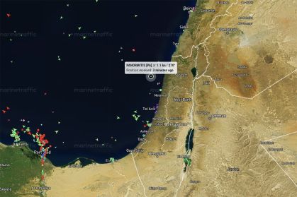 O navio graneleiro Panormitis é visto no site Marine Traffic na quinta-feira, 30 de abril.