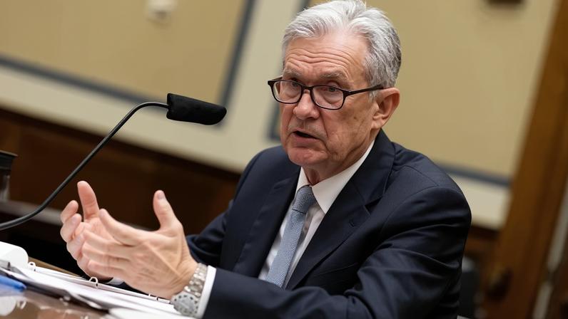 Chair do Federal Reserve, Jerome Powell, no Capitólio, em Washington, EUA
