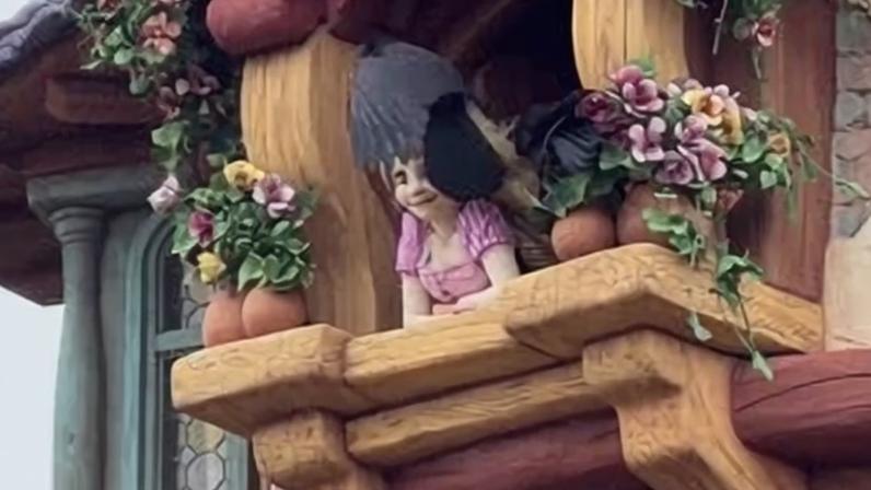 Os visitantes do Tokyo Disney Resort registraram o momento em que corvos estavam comendo o cabelo de um boneco da Rapunzel