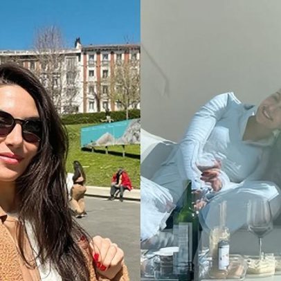Mel Fronckowiak abre álbum de fotos em Madrid com Rodrigo Santoro