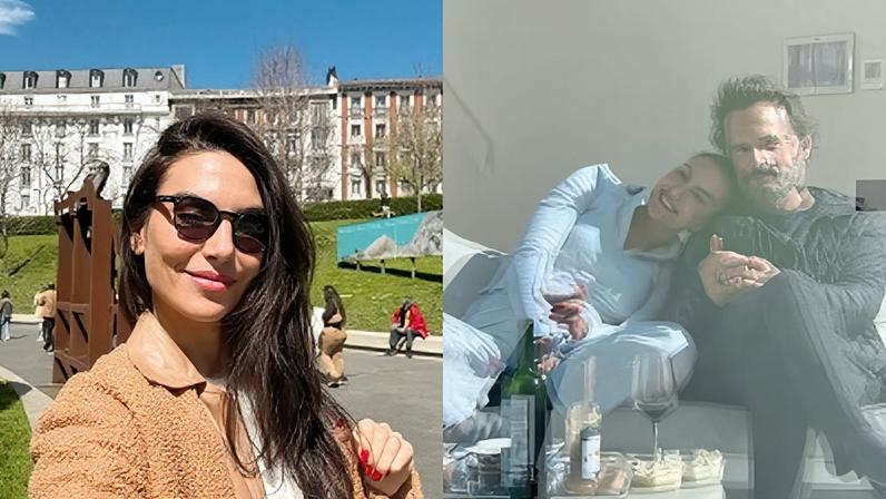 Mel Fronckowiak abre álbum de fotos com Rodrigo Santoro em Madrid, Espanha