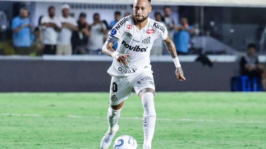 Neymar (Santos) durante jogo contra o Recoleta, no dia 14.04.2026