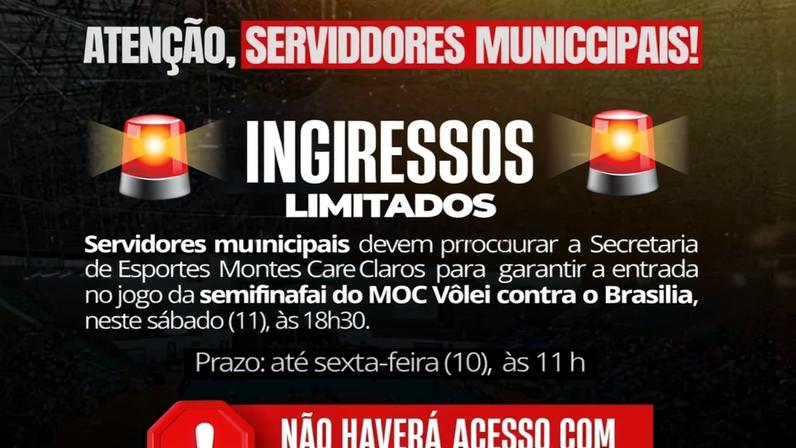 Semifinal do MOC Vôlei: servidores devem retirar ingressos com antecedência