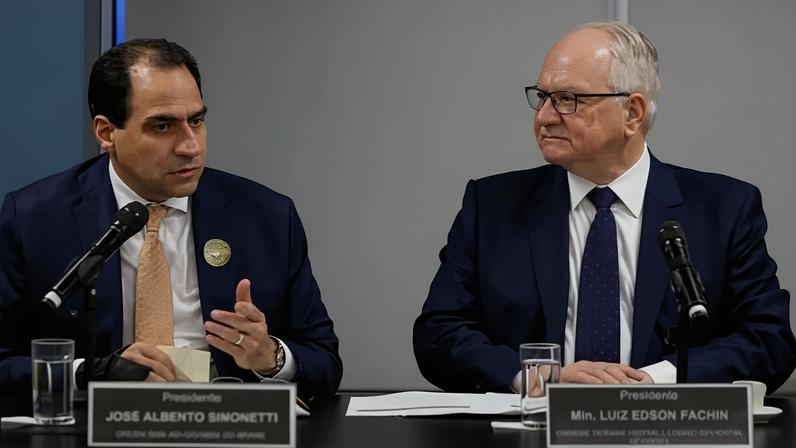 Presidente da OAB, Beto Simonetti e o presidente do STF, ministro Edson Fachin
