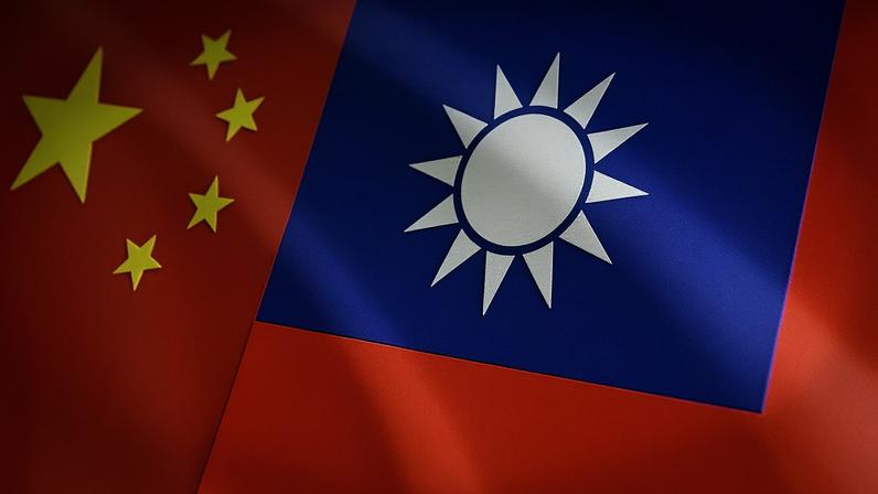 Ilustração mostra bandeiras de China e Taiwan