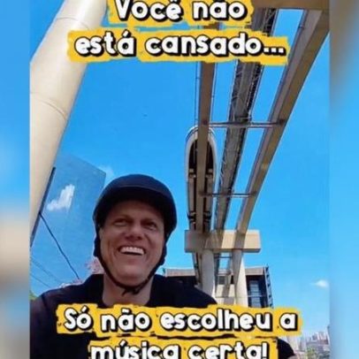 Tarcísio pedala ao som de Cocoricó e minimiza cansaço